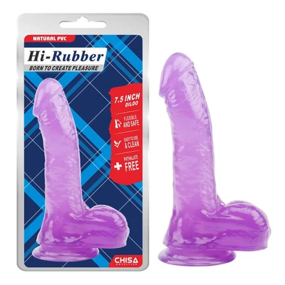Dildo 19cm ljubičasti sa testisima i vakuumskim postoljem - Sexy Shop