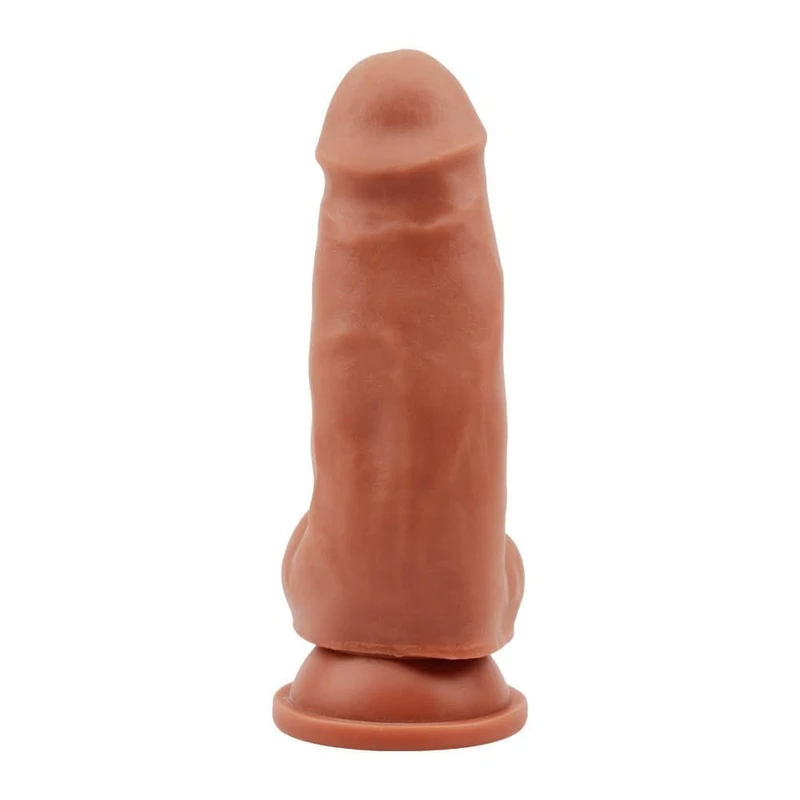 Dildo sa testisima i vakuumskim postoljem, 18cm, Chisa Novelties, boja pesak