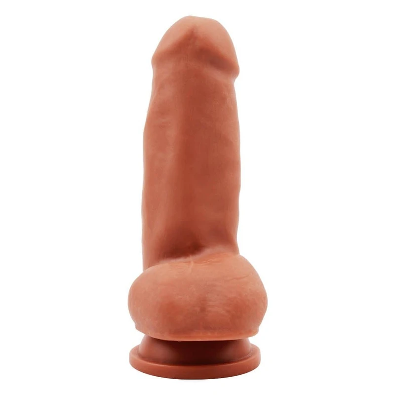Dildo sa testisima i vakuumskim postoljem, 18cm, Chisa Novelties, boja pesak