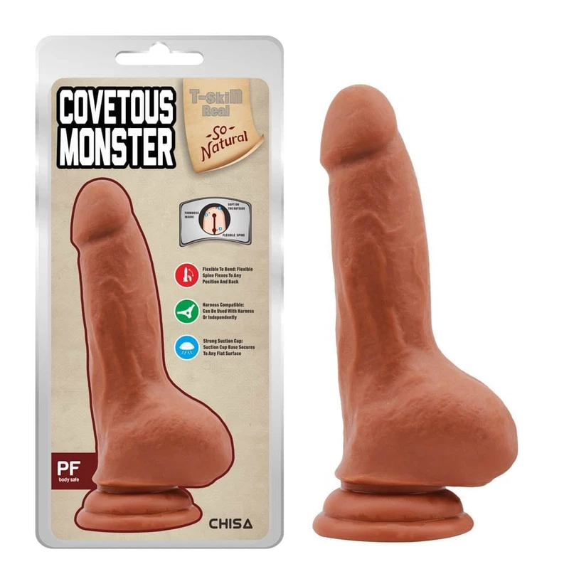 Dildo sa testisima i vakuumskim postoljem, 20cm, Chisa Novelties, vodootporan, bež boja