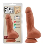 Dildo sa testisima i vakuumskim postoljem, 20cm, Chisa Novelties, vodootporan, bež boja