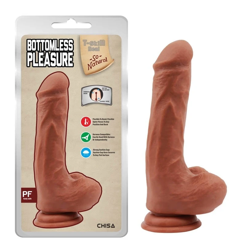 Dildo sa testisima i vakuumskim postoljem 20cm - Pesak - Chisa Novelties