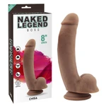 Dildo sa vakuumskim postoljem, G-tačka, braon, 20,5cm