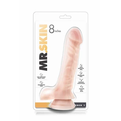 Dr. Skin 8 inčni dildo sa vakuumskim postoljem, kožni - Sexy Shop