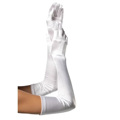 Duge saten rukavice - bijele - Leg Avenue - Sexy Shop