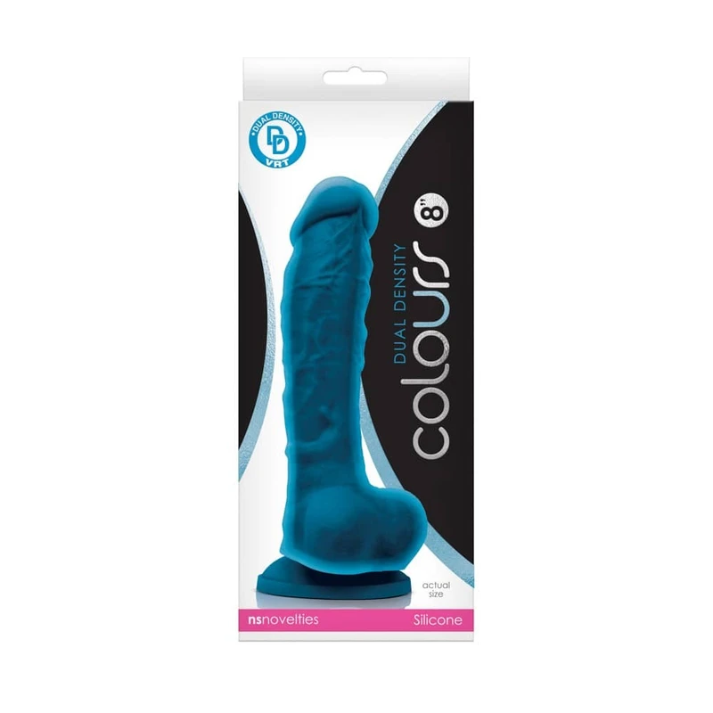 Dugo plavi dildo sa vakuumskim postoljem i testisima, 24cm