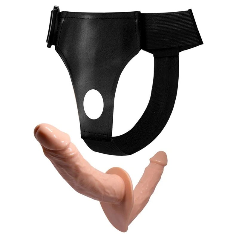 Dupli dildo sa pojasom za nošenje - Debra, 15-18 cm - G tačka, bež boja