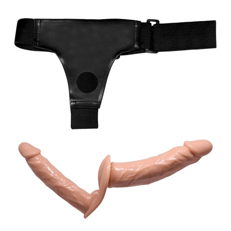 Dupli dildo sa pojasom za nošenje - Debra, 15-18 cm - G tačka, bež boja