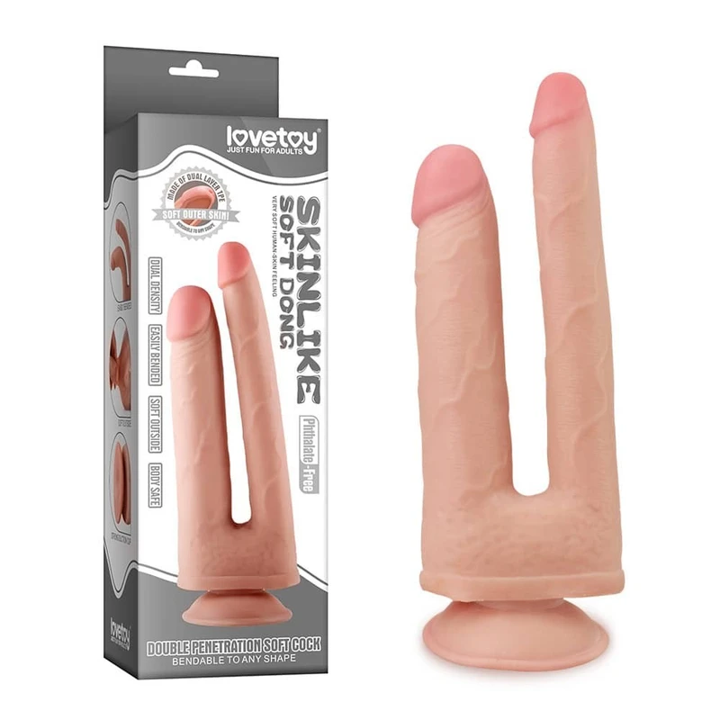 Dvojni Realistični Soft Dong sa Vakuumskim Postoljem - 21,9/25 cm, Brend: Lovetoy