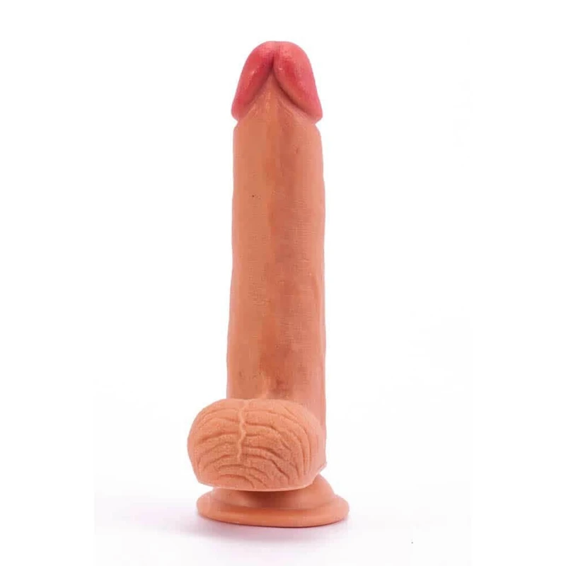 Dvojni sloj silikon dildo sa testisima 20,5 cm - Lovetoy koža