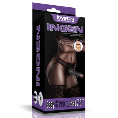 Easy Strapon Set 19cm Crni S Mehaničkom Podlogom - Sexy Shop