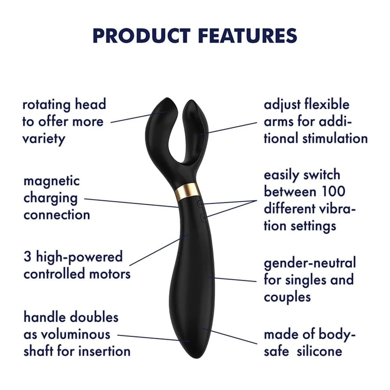 Endless Fun (Black) - Dvostruki vibrator sa 32 vibracione kombinacije, vodootporan, rotirajući, 23cm