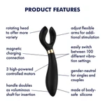 Endless Fun (Black) - Dvostruki vibrator sa 32 vibracione kombinacije, vodootporan, rotirajući, 23cm