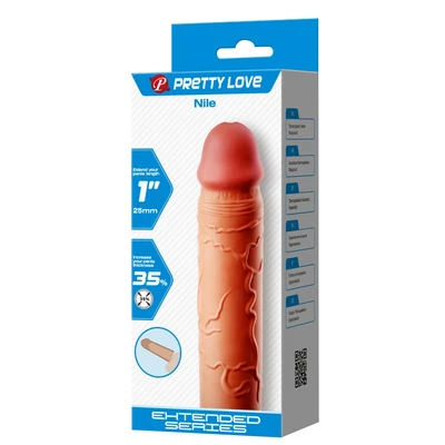 Erekcioni rukavac za produžetak - Pretty Love Nile, 16,5 cm, vodootporan, prirodna boja - Sexy Shop