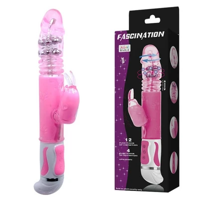 Fascination Bunny Vibrator Roze 30cm sa Klitoralnim Stimulansom - Sexy Shop