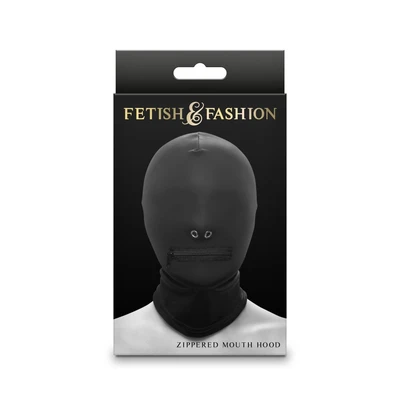 Fetish & Fashion - Crna kapuljača sa rajsferšlusom za usta - Sexy Shop