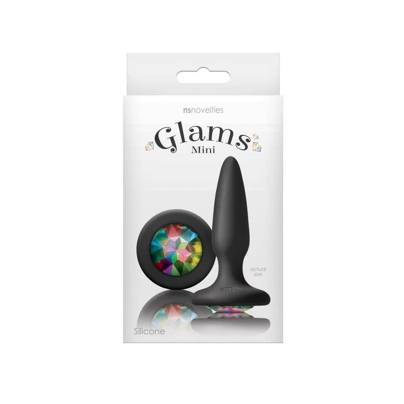 Glams Mini Rainbow Gem Tapered Butt Plug - Crni Vodootporni sexleksik