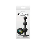 Glams Ripple Rainbow Gem - Crni silikonasti analni čep 11,3 cm