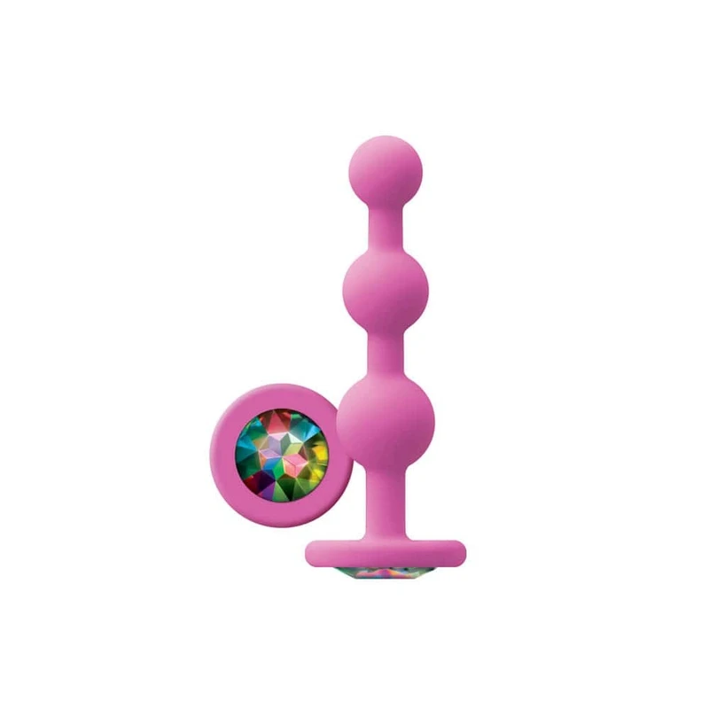 Glams Ripple Rainbow Gem - Roze silikonasti plug 11,3 cm