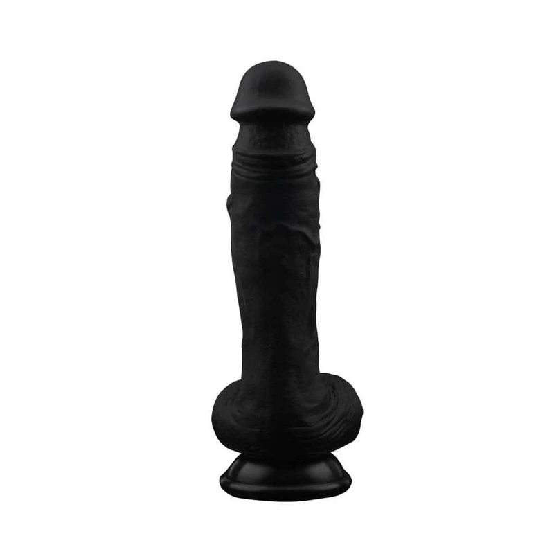 Gold Digger - Crni realistični dildo sa testisima i vakuumskim postoljem 20,5 cm