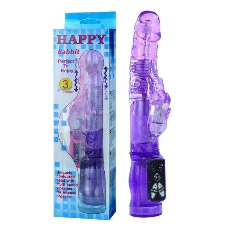 Happy Rabbit Vibrator sa Rotacijom i Talasima Ljubičasti 21cm