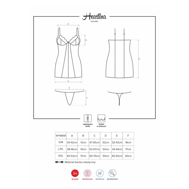 Heartina crvena chemise i tanga S/M