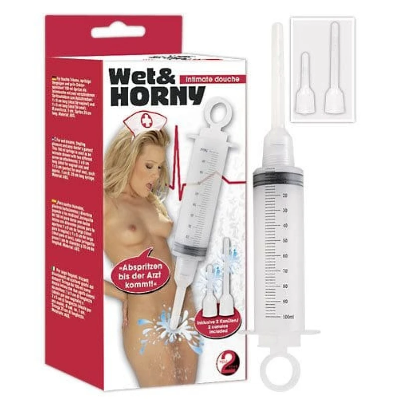 Horny Shot Douche prozirni tuš sa 2 nastavka 20cm