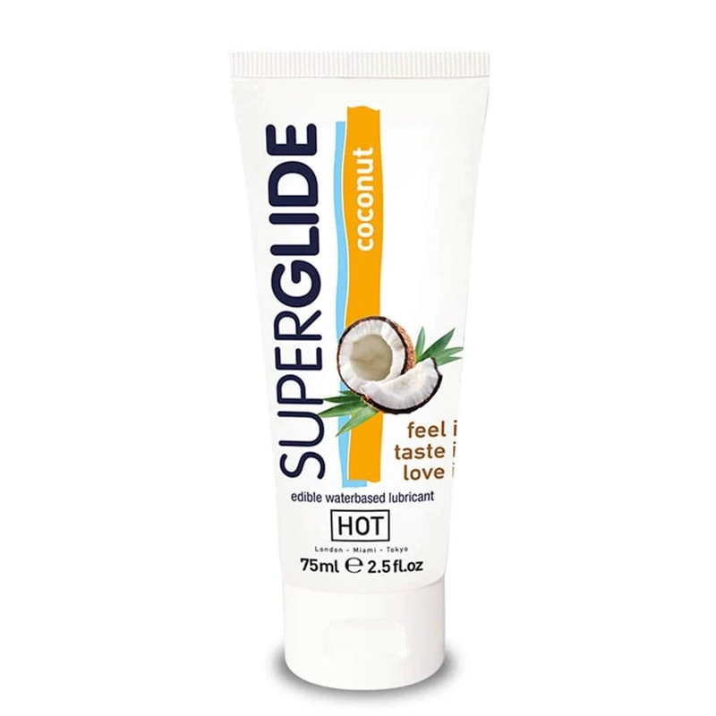 HOT Superglide jestivi lubrikant na bazi vode - KOKOS 75 ml