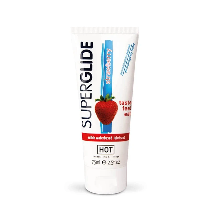 HOT Superglide jestivi lubrikant na bazi vode - STRAWBERRY 75 ml