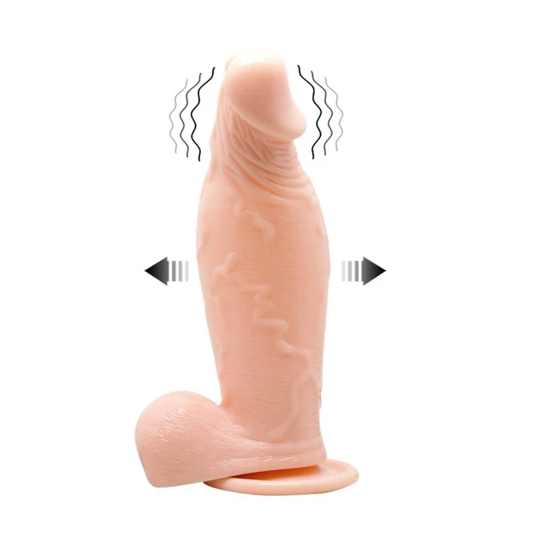 Inflatable Dildo 19cm Flesh sa testisima i vakuumskim postoljem