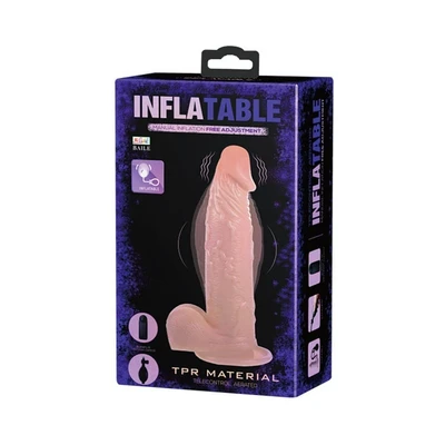 Inflatable Dildo 19cm Flesh sa testisima i vakuumskim postoljem - Sexy Shop