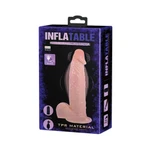 Inflatable Dildo 19cm Flesh sa testisima i vakuumskim postoljem