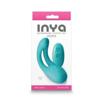 INYA Utopia - Dualni stimulator sa daljinskim upravljačem - 15cm - Zelena - Sexy Shop