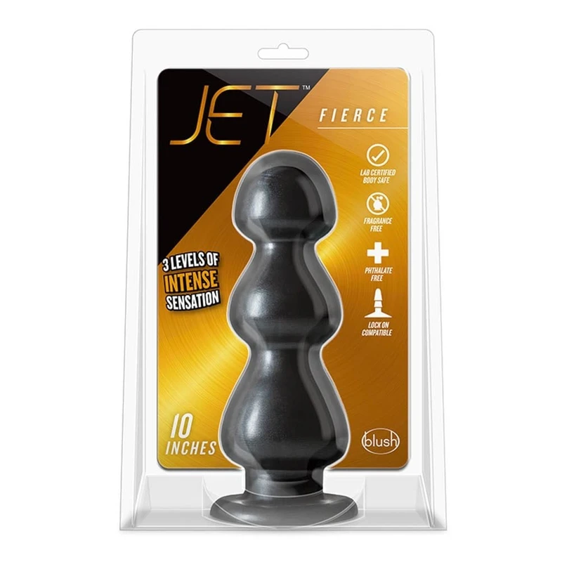 JET FIERCE PLUG - Crni vodootporni dildo 25,4cm