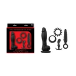 JOVIAL KIT SET II - Crni dildo set sa penis prstenom, dužine do 18,5 cm