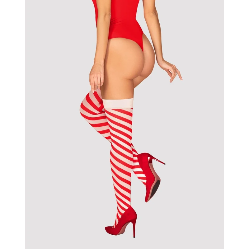 Kissmas čarape L/XL - Obsessive, crveno-bijele