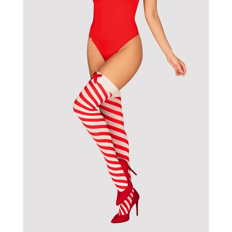 Kissmas čarape L/XL - Obsessive, crveno-bijele