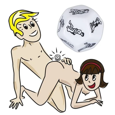 Kockica za seks pozicije - 12 različitih pozicija u comic stilu, crno-bela - Sexy Shop