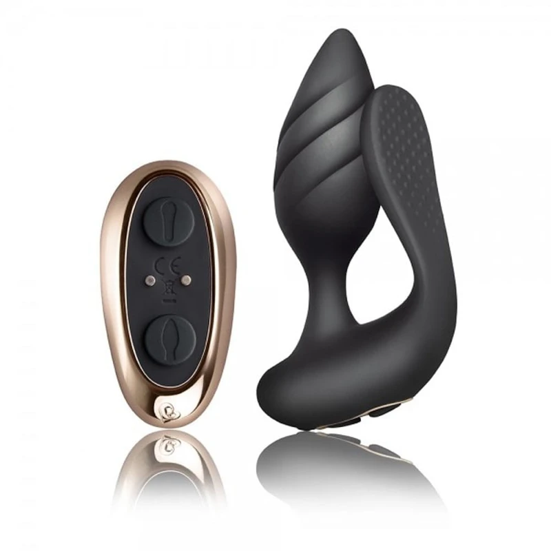 Koktel - Crni dvomotorni vibrator sa daljinskim upravljačem