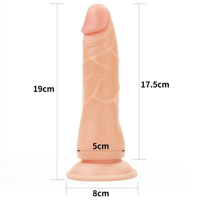 Lifelike Soft Strap-on Dildo 19cm - Vodootporan, Sa Vakuumskim Postoljem, U Boji Kože