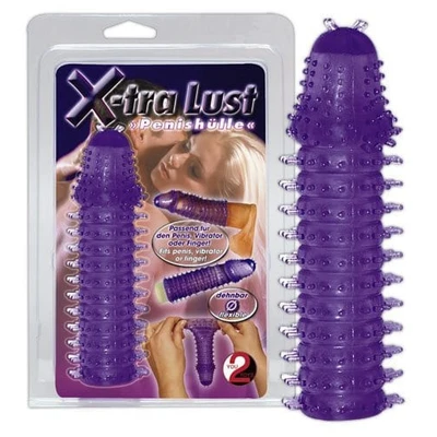 Ljubičasti gelasti sleev sa šiljcima X-tra Lust 14,5 cm - Sexy Shop
