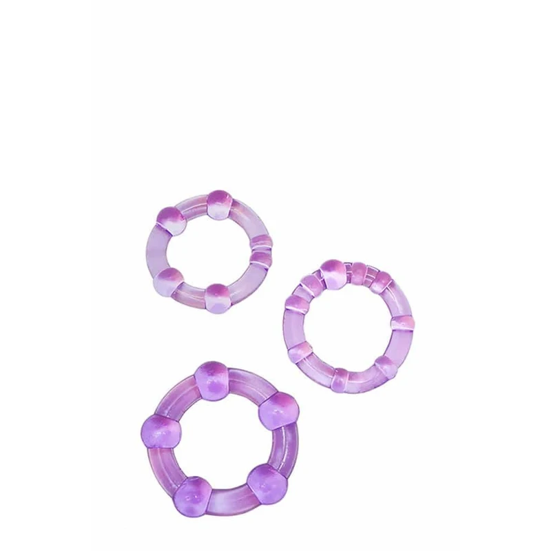 Ljubičasti Perlasti Cockring Set - 3 Veličine, Vodootporni