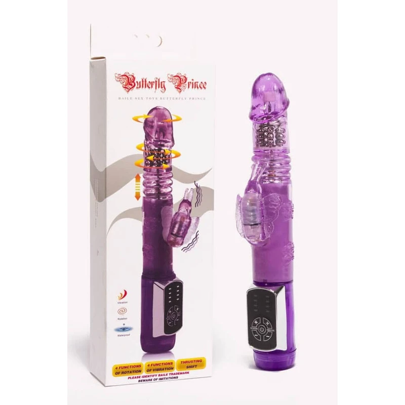 Ljubičasti Rabbit Vibrator Butterfly Prince sa Rotacijom i Klitoralnim Stimulansom