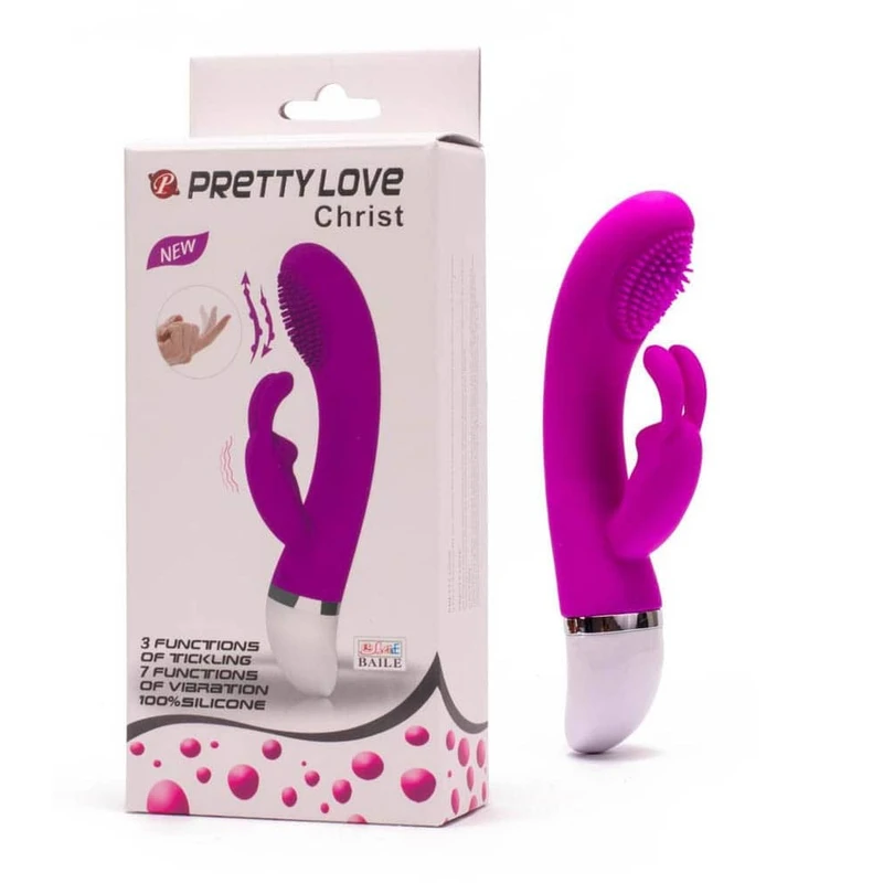 Ljubičasti silikonski vibrator za G-tačku sa stimulansom klitorisa Pretty Love Christkoja