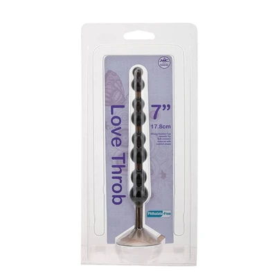 Love Throb 7 inčni crni analni čep sa snažnom vakuum podlogom - Sexy Shop