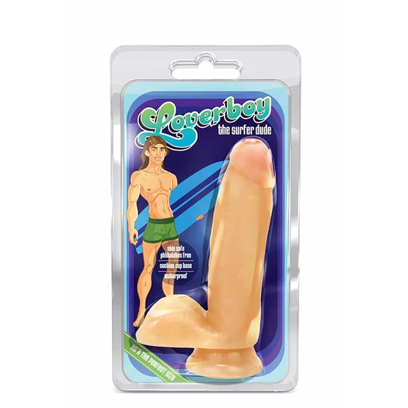 Loverboy Surfer Dude - Realistični vibratori sa vakuumskim postoljem, 17,7 cm, vodootporni