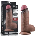 Lovetoy 9.5'' Dual-Layered Silikonski Kurac XXL sa Vakuumskim Postoljem i Testisima