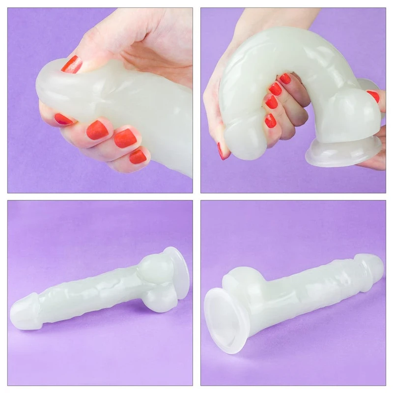 Lumino Play Dildo 21,5cm - Prozirni Sa Testisima i Vakuumskim Postoljem