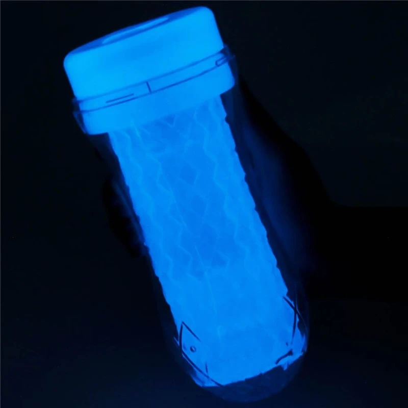 Lumino Play Masturbator - Ribbed, vodootporni, prozirni 20,5 cm