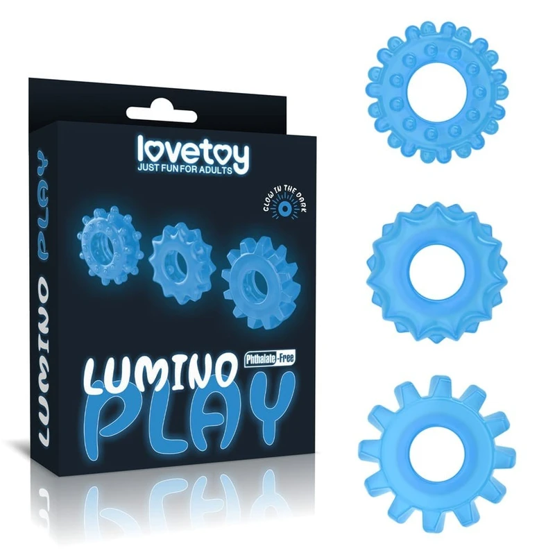 Lumino Play Penis Ring - glow in the dark, vodootporni, prozirni 3 komada